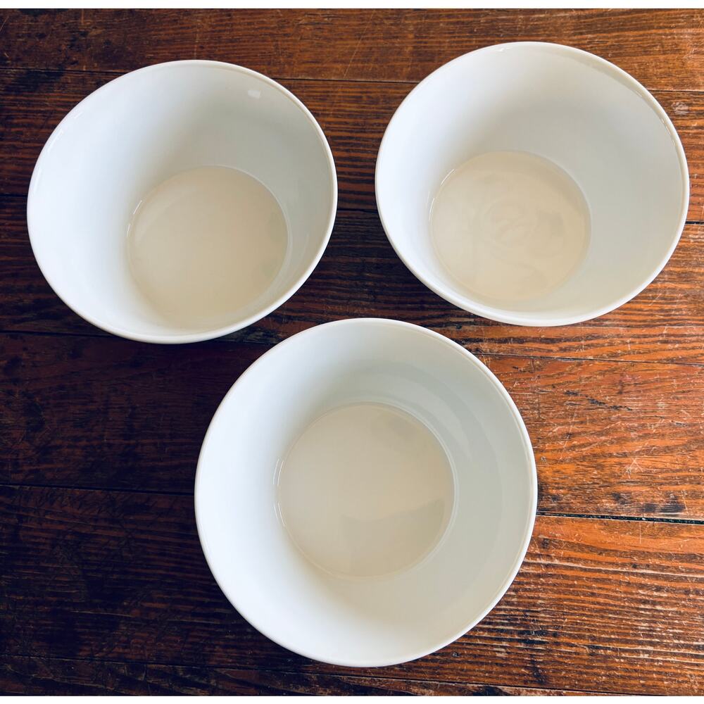 Set of 3 West Elm Solid White Porcelain Bowls 6”wide x 2.75”tall